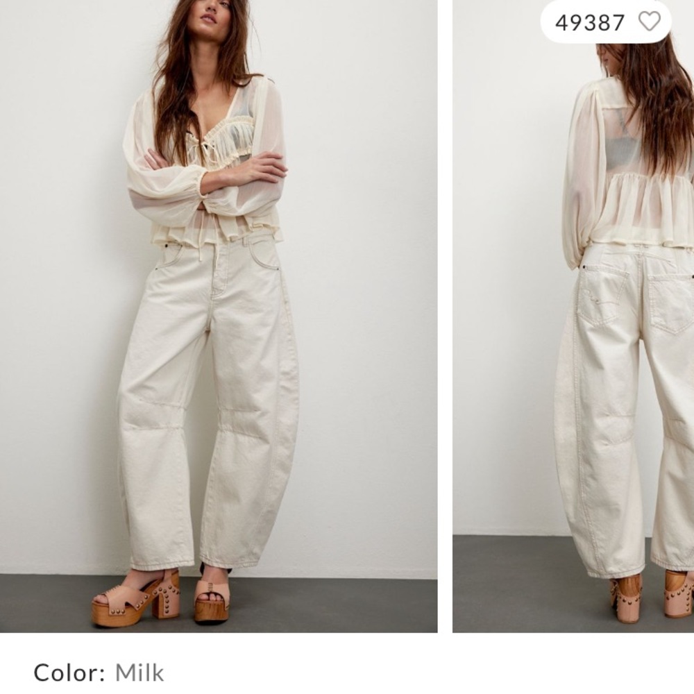 Free People Milk Good luck barrel Jeans